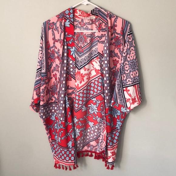 Joy Joy Tassel Red Kimono - Picture 1 of 4